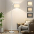 thumbnail image 1 of Floor Lamps for Living Room, White Arc Floor Lamp with Stepless Dimmer, Modern Standing Lamp with Adjustable Drum Shade, Tall Pole Lamp for Bedroom Study Room Office, 9W 3000K LED Bulb Included, 1 of 6