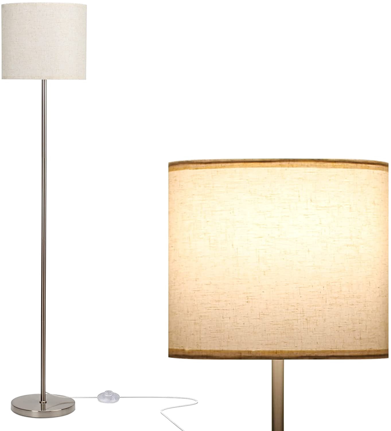 Floor Lamps Modern Floor Lamp With Drum Shade, Standing Lamp For Living Room Bedroom Office Study Room With Foot Switch