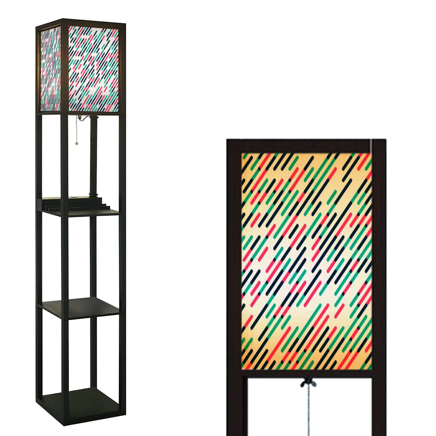 Floor Lamps with Shelves Wood Tall Standing Lamp 3 Color Temperatures ...