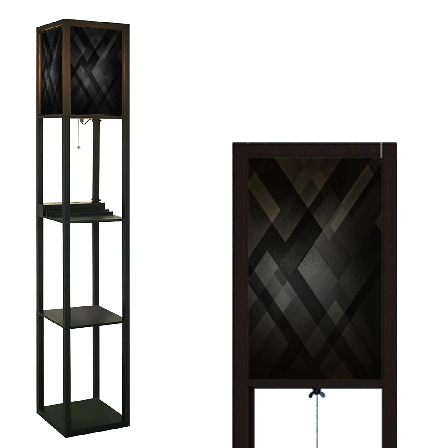 Floor Lamps with Shelves Wood Tall Standing Lamp 3 Color Temperatures