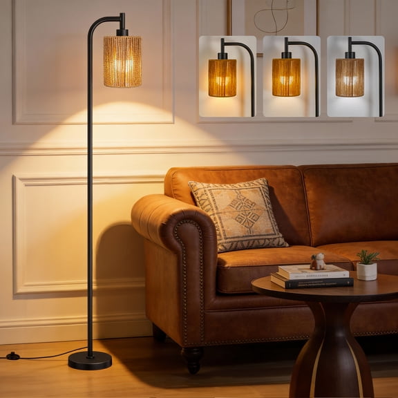 Floor Lamps for Living Room,3-Way Dimmable Standing Lamps with White Linen Shade,60" Vintage Tall Pole Light for Reading, Bedroom,Bulb Included