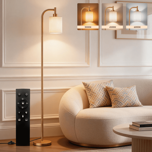 Floor Lamps for Living Room,3-Way Dimmable Standing Lamps with White Linen Shade,60" Vintage Tall Pole Light for Reading, Bedroom,Bulb Included