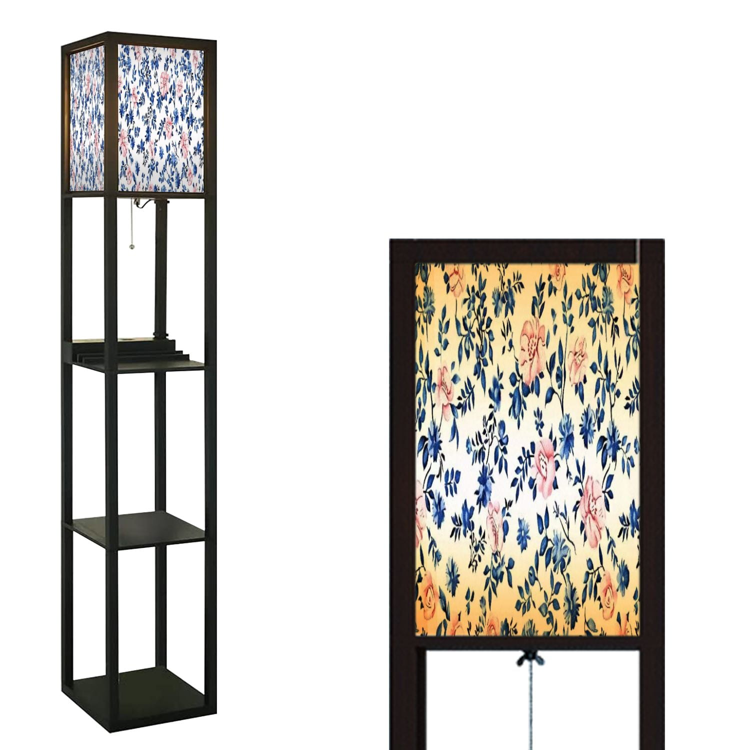 Floor Lamps with Shelves Wood Tall Standing Lamp 3 Color Temperatures