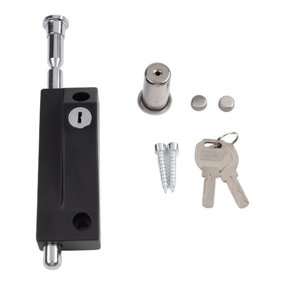 Floor Latch Lock with 12mm Bolt for Double Doors, Heavy Duty Aluminum Alloy Security Latch with Compression Spring, Automatic Black Door Bolts for Home Office