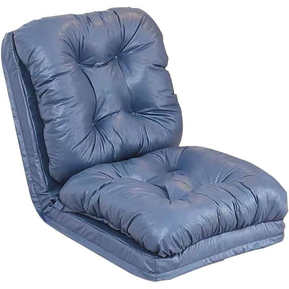 Floor Lazy Sofa Chair with Back, Single Sleeper Chair Bed, 3 in 1 Folding Floor Sofa Bed with 5 Adjustable Angles for Bedroom, Livingroom, Window, Garden, Courtyard Blue