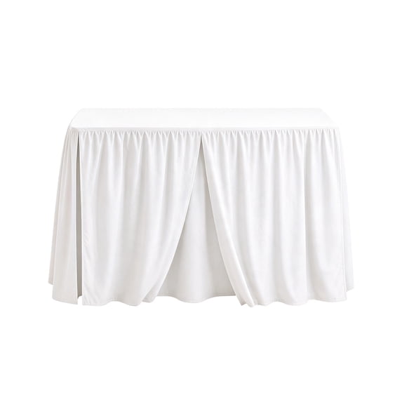 Floor Length Fitted Pleated Table Skirt Adjustable Elastic Strap Elegant Decor Cover For Banquet Buffet Wedding Party