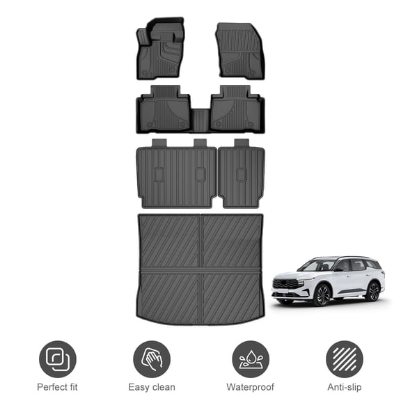 Floor Liners & Cargo Liner & Backrest Mat Fit For Ford Edge 2015-2026 All Weather TPE Waterproof Car Protection Accessories