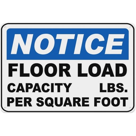 Floor Load Capacity Per Square Foot Sign 8"x12" - Aluminum Tin Warning for Home Outdoor Garden, Durable Safety Decor for Building