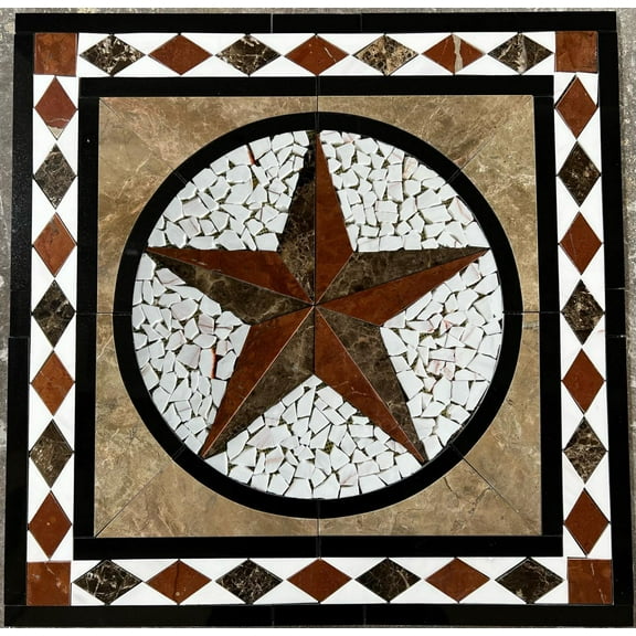 Floor Marble Medallion Texas Star 48''x48''