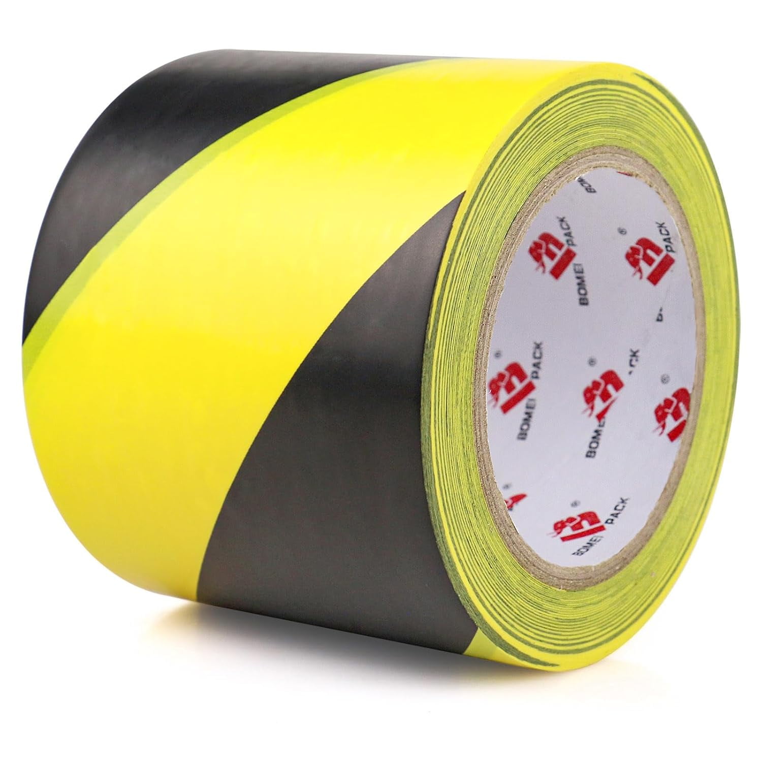 Yellow & Black Hazard Warning Tape - 60mm X 33m PVC Safety Stripe For Floor, Walls, Pipes & Equipment Marking