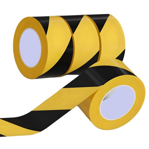 Floor Marking Tape, 4 Rolls Black and Yellow Safety Striped Tape for Hazard Warning and Aisle Marking, High-Tensile, Tear-Resistant, 2 Inch x 108 Feet, Heavy Duty Adhesive