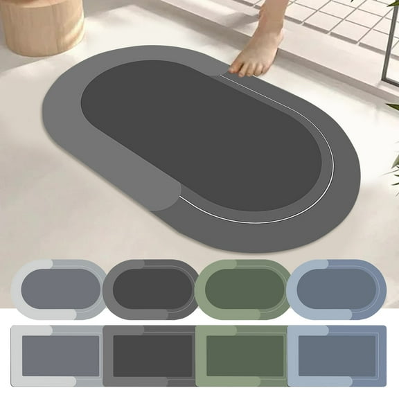 Floor Mat*1 Solid Color Absorbent & Quick Dry Bathroom Mat Style Household Anti Slip Rug Carpet