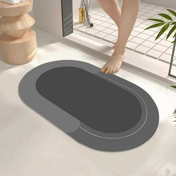 Floor Mat*1 Solid Color Absorbent & Quick Dry Bathroom Mat Style Household Anti Slip Rug Carpet