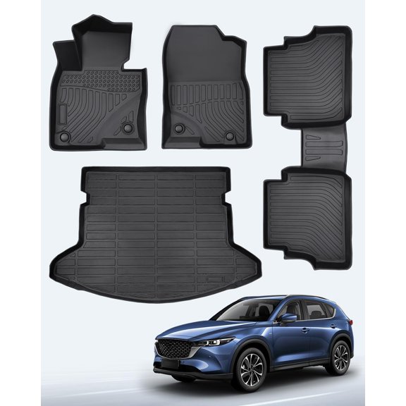 Floor Mat 4 PCS, All Weather Floor Liners Custom Fit for CX-5 2025 2024 2023 2022 2021 2020 2019 2018 2017 Full Set Front Rear Cargo Seat for CX5 Accessories