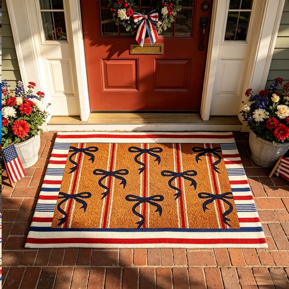 Floor Mat, Absorbent Rug, 23.6X15.7 inch, Water-Absorbent Fabric with Independence Day Printed Pattern, for Bathroom Flooring, Entryway Decor, Household Indoor Layout