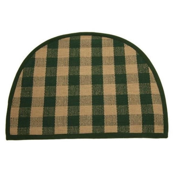 Floor Mat, D Shape - Beige & Green Check