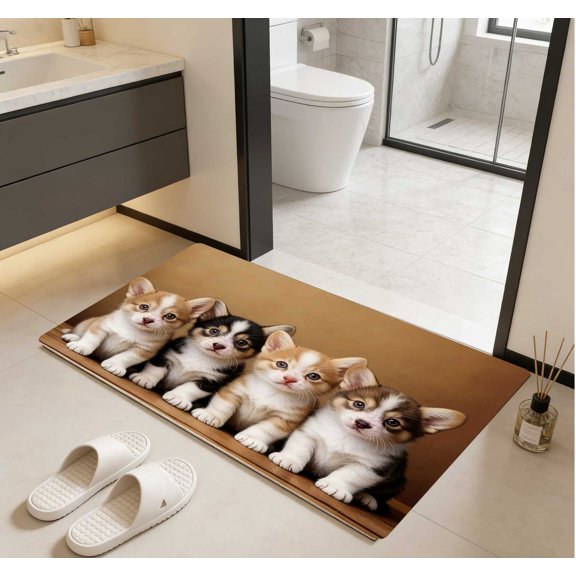 Floor Mat - Multi-color Corgi Design, Fashionable Style, Non-Slip Wear-Resistant, Suitable for Entryway, 1 Piece 40x60cm