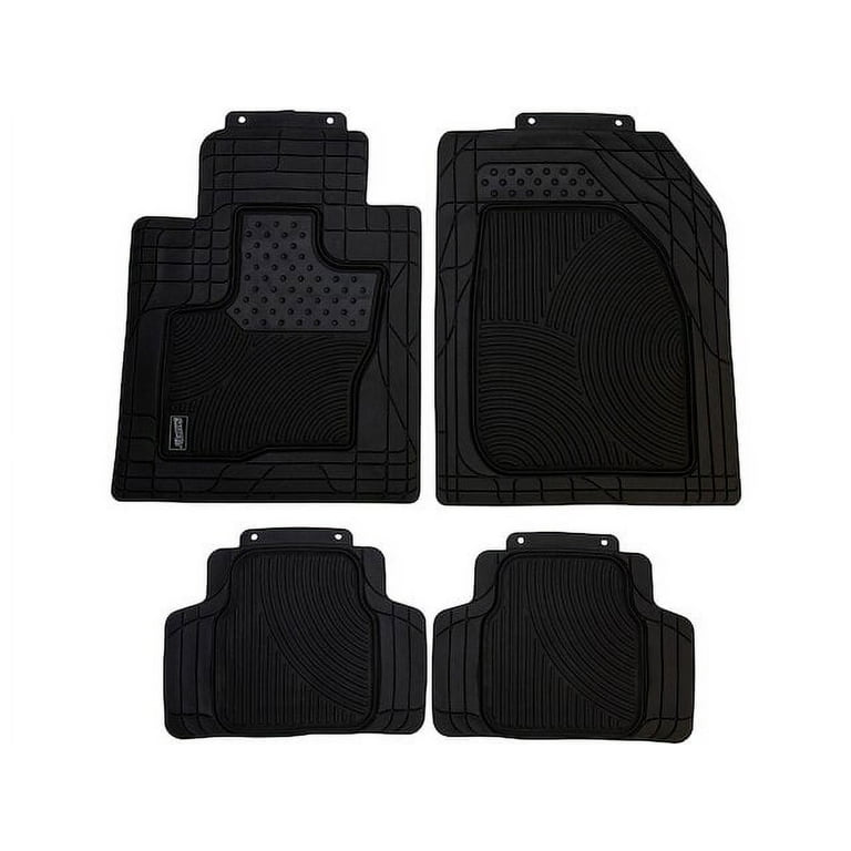 SmartFit 4 Piece Black All Weather Heavy Duty SUV and Crossover Floor Mats Rubber Universal Custom Set Front Back