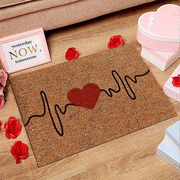 Floor Mat Valentine's Day Living Room Bedroom Red Love Heart Rug Valentine's Day Home Decoration Polyester Carpet,Q,Polyester
