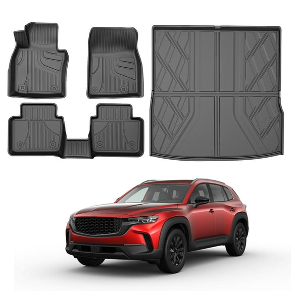 DIKSOAKR Floor Mats and Cargo Mat for 2023-2025 Mazda CX-50, All Weather Protection TPE Car Floor Liners for Mazda CX50,1st & 2nd Row Full Set Floor Liners Automotive Floor Mats