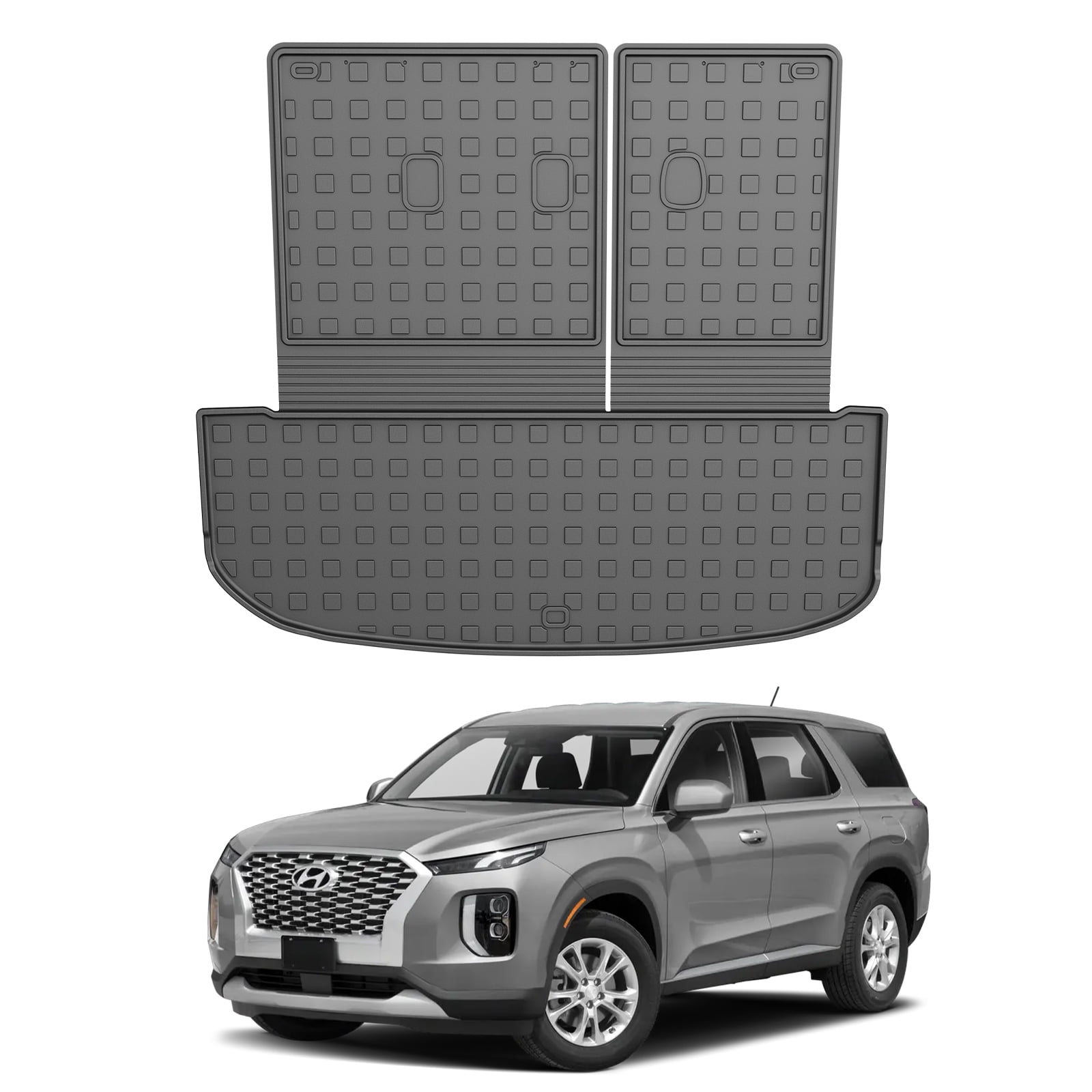 DIKSOAK Original Cargo Liner and Backrest Mats for the 2022-2025 Hyundai Palisade - Custom Fit Trunk Mat and Backrest Mats - All Weather Protection Anti-Skid Car Mats for Palisade