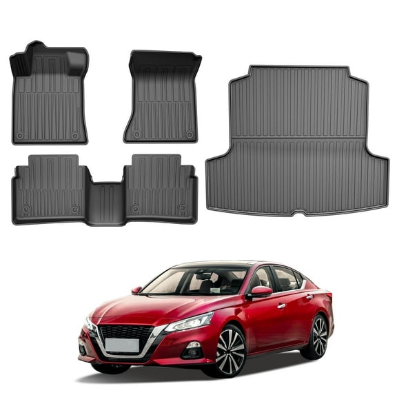 DIKSOAKR All Weather Floor Mats Cargo Liner Fit for 2019-2024 Nissan Teana TPE Rubber Liners Set Teana Accessories All Season Guard Odorless Anti-Slip Floor Mats Cargo Liner