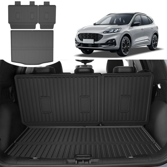 DIKSOAK Cargo Liner & Backrest Mat for Ford Edge 2020-2025 -Custom Fit Trunk Mat and Row Back Seat Cover Protector - All Weather Anti-Slip Cargo Liner for Ford Escape