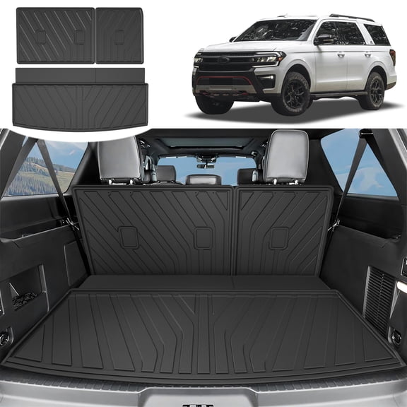 DIKSOAK Original Cargo Liner and Backrest Mats for the 2018-2025 Ford Expedition - Custom Fit Trunk Mat and Backrest Mats - All Weather Protection Anti-Skid Car Mats for Expedition