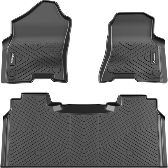 Floor Mats for 2019-2024 Dodge Ram 1500 Crew Cab New Body (Not for Classic Models) with Rear Under Seat Storage Box, TPE All Weather Custom Fit Front 1st & 2nd Row Floor Mats Liner