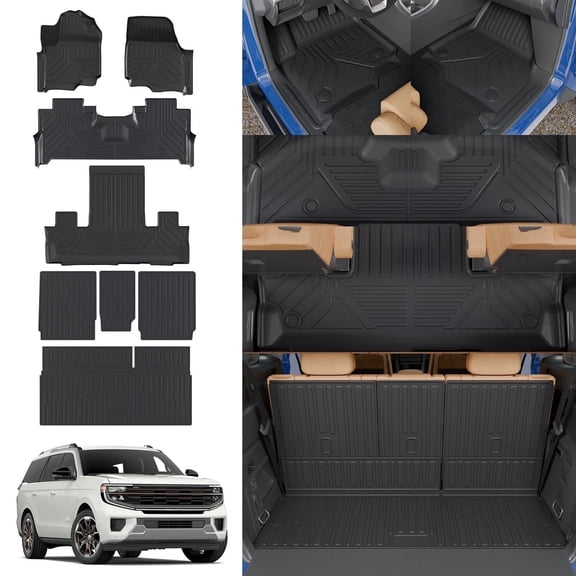Bomely Floor Mats for 2025-2026 Ford Expedition 7-Seater Captain Chairs Not for Max, All Weather Cargo Liner Expedition Accessories