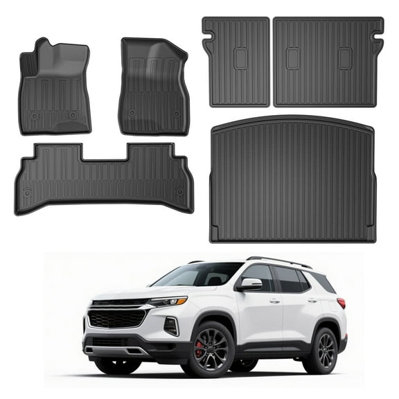 DIKSOAKR Floor Mats & Cargo Liner & Backrest Mat for 2021-2024 Chevrolet Trailblazer (2WD)- All Weather Protection Car Accessories Floor Liners Car Mats-1st & 2nd Row Waterproof Liners