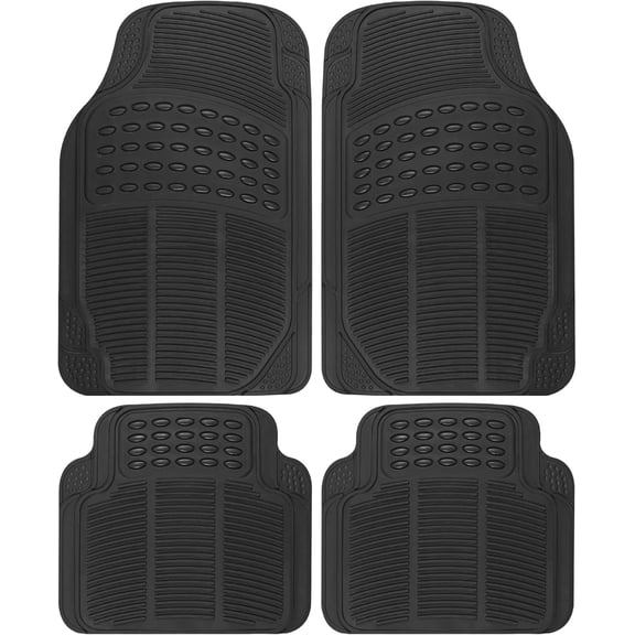 Floor Mats, 4-Piece All-Weather Car Mat with Universal Fit Design, Durable Rubber Car Floor Mats with Capture Ridges, Waterproof for Cars Trucks SUV (Black)