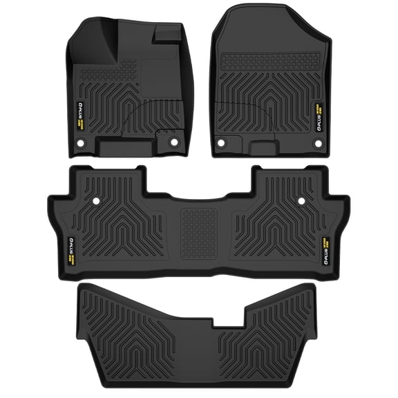 Floor Mats 4PCS Fit for 2016-2022 Honda Pilot 8 Passenger Models(No Elite Models) TPE Custom Fit All Weather Protection Floor Cargo Liner Accessories 1st & 2nd & 3rd Black Car Mats