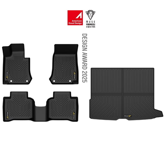 Floor Mats and Cargo Liner Fit for Benz GLC 2016 2017 2018 2019 2020 2021 2022 (Not Fit GLC Coupe Model) All Weather Protection TPE Floor Liners 1st & 2nd & 3rd Row Black