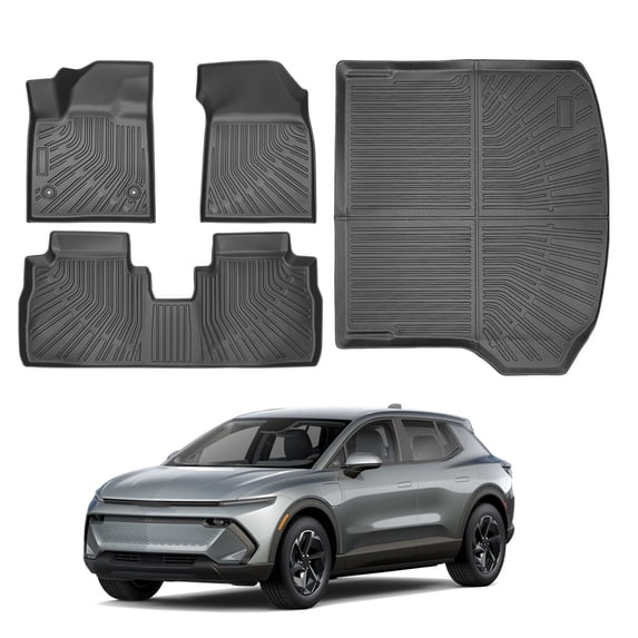 Floor Mats & Cargo Liner Set for 2024 2025 Chevy Equinox EV All Weather Protection TPE Anti-Slip Automotive Full Set Custom Car Mats Accessories - Black