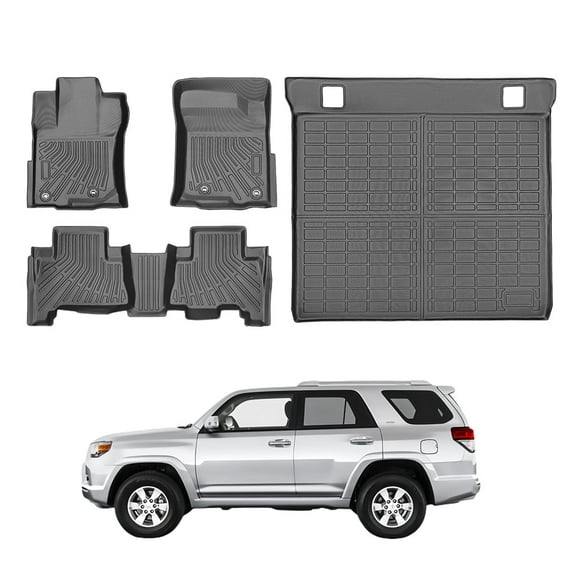 Floor Mats & Cargo Liner for 2013-2024 Toyota 4Runner - All Weather TPE Custom Fit Floor Liners and Trunk Mat for Toyota 4Runner