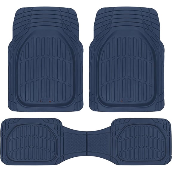 Floor Mats for Cars, Blue Deep Dish All-Weather Car Mats, Waterproof Trim-to Fit Automotive Floor Mats for Cars Trucks SUV, Universal Floor Liner Car Accessories