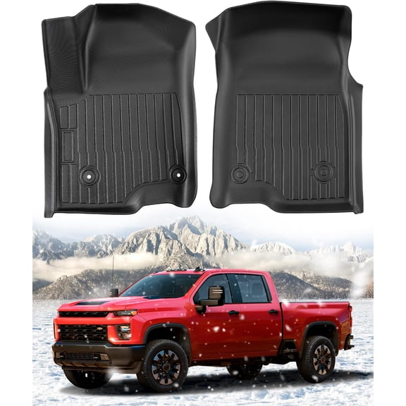 Floor Mats for Chevy Silverado Sierra: 2019-2026 1500 2500HD 3500HD  Front Liners, Weather  Accessories Carpet for Chevrolet Silverado for  Sierra 2026 2025 2024 2023 2022 2021 2020 2019