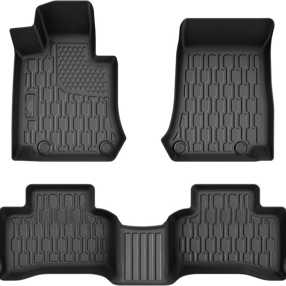 Floor Mats Compatible with 2023 2024 Mercedes Benz GLC, All Weather TPE Floor Liners, Custom Fit Car mats, 1st & 2nd Row, Black