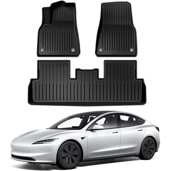 Floor Mats Compatible with Tesla Model 3, Custom Fit Floor Liners for 2025 2024 Tesla Model 3, 1st & 2nd Row All Weather Protection