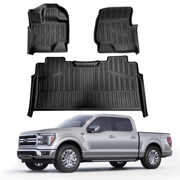 Floor Mats Custom Fit for Ford F-150 2015-2025 SuperCrew Cab, All Weather TPE Rubber Anti-Slip Full Set Floor Liners, 2025 Ford F150 Exterior & Interior Accessories