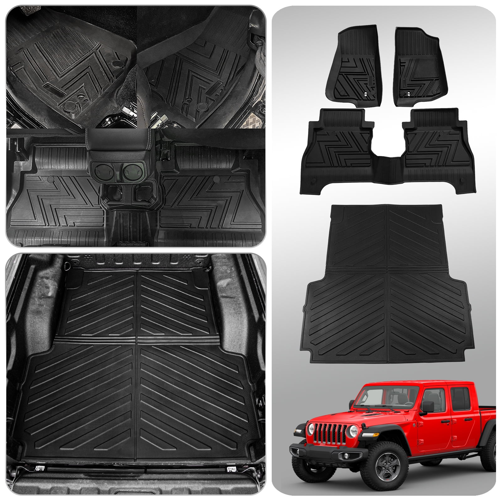 Floor Mats Fit 20202023 Jeep Gladiator Car Trunk Bed Mat Bed Liner TPE