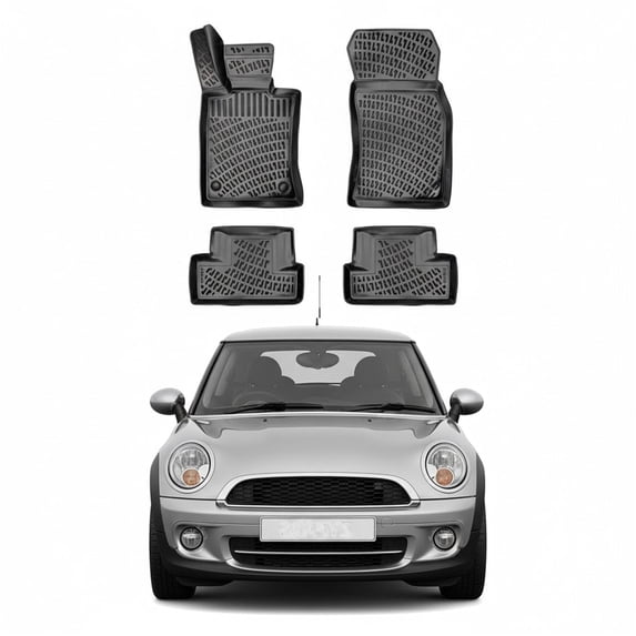 Floor Mats fits Mini Cooper R56 2006-2013 | Car Mats All Weather 3D Custom Fit Rubber Mat Waterproof Odorless TPE Floor Liners Laser Measured Non-Slip