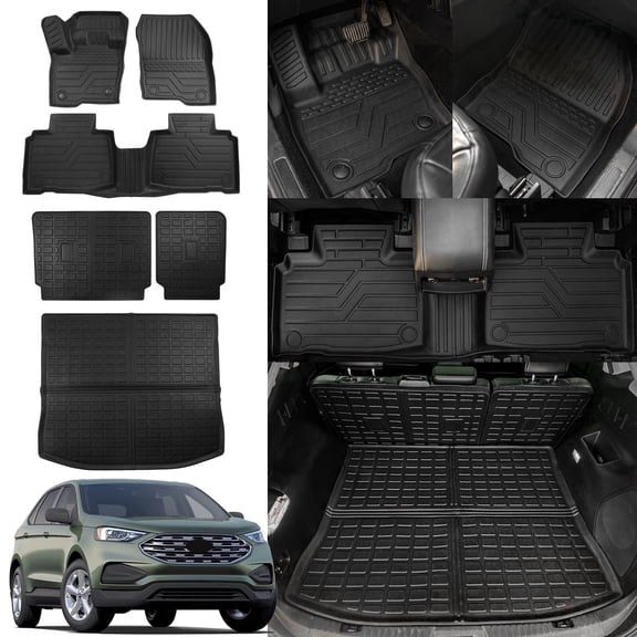 Bomely Floor Mats For 2015-2024 Ford Edge (Not Fit SEL) Floor Liner Trunk Mat Cargo Liner 2023 Edge Accessories (Trunk Mat+Backrest Mats+Floor Mats)
