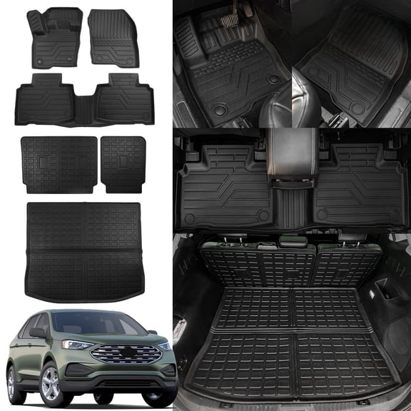 Bomely Floor Mats For 2015-2024 Ford Edge (Not Fit SEL) Floor Liner Trunk Mat Cargo Liner 2023 Edge Accessories (Trunk Mat+Backrest Mats+Floor Mats)
