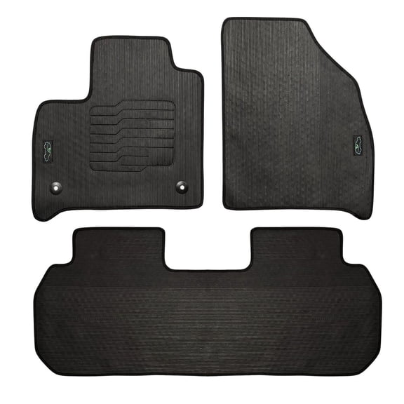 Floor Mats For 2018 to 2024 Chevrolet Traverse Front and Second Row, All-Weather with Retention Clips, Black, ecoMats