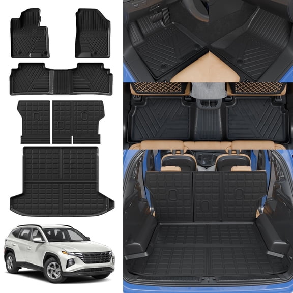 Bomely Floor Mats for 2022-2026 Hyundai Tucson Upgrade Cargo Mat Trunk Mat Cargo Liner Back Seat Cover Protector Tucson Accessories
