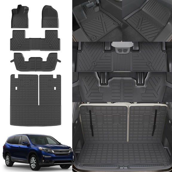 Bomely Floor Mats For 2023-2025 Honda Pilot Trunk Mat TPE Cargo Liner for Honda Pilot Accessories