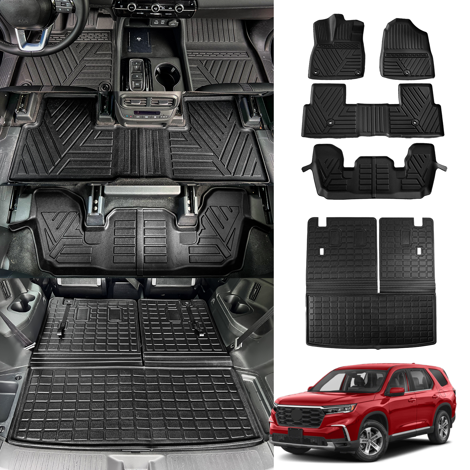 Floor Mats For 2023-2025 Honda Pilot Trunk Mat TPE Cargo Liner for ...