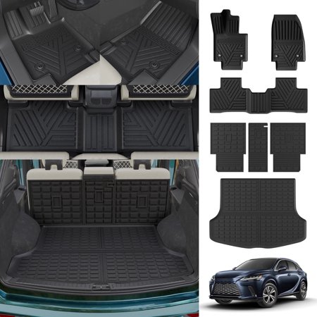 Bomely Floor Mats for 2023-2025 2026 Lexus RX350 RX350H RX500H Trunk Mat Cargo Liner All Weather Back Seat Cover Protector 2024 RX350 Accessories